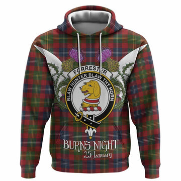Forrester (Foster) Tartan Family Crest Hoodie Scottish Burns Night Thistle Floral