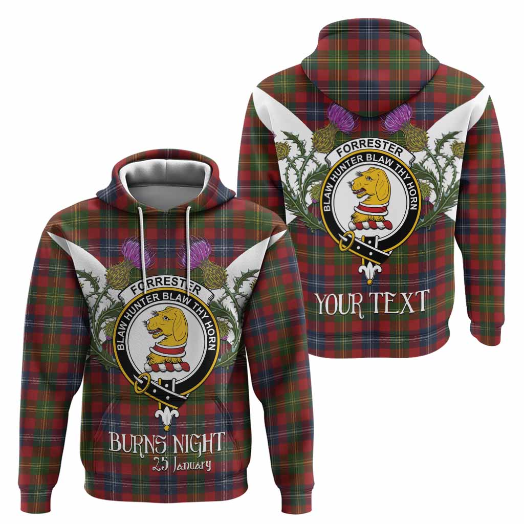 Forrester (Foster) Tartan Family Crest Hoodie Scottish Burns Night Thistle Floral