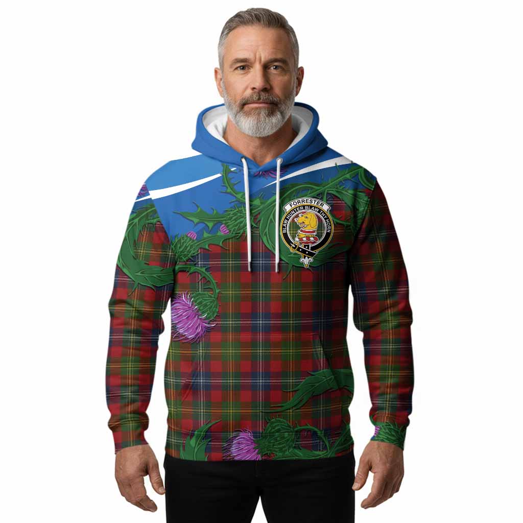Forrester (Foster) Tartan Family Crest Hoodie Thistle in Minimalism