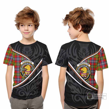 Forrester (Foster) Tartan Family Crest Kid T-shirt Celtic Scottish Thistle Floral - Tartan Vibes Clothing