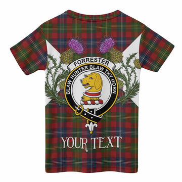Forrester (Foster) Tartan Family Crest Kid T-shirt Scottish Burns Night Thistle Floral