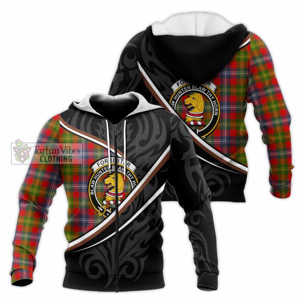 Forrester (Foster) Tartan Family Crest Knitted Hoodie Celtic Scottish Thistle Floral - Tartan Vibes Clothing