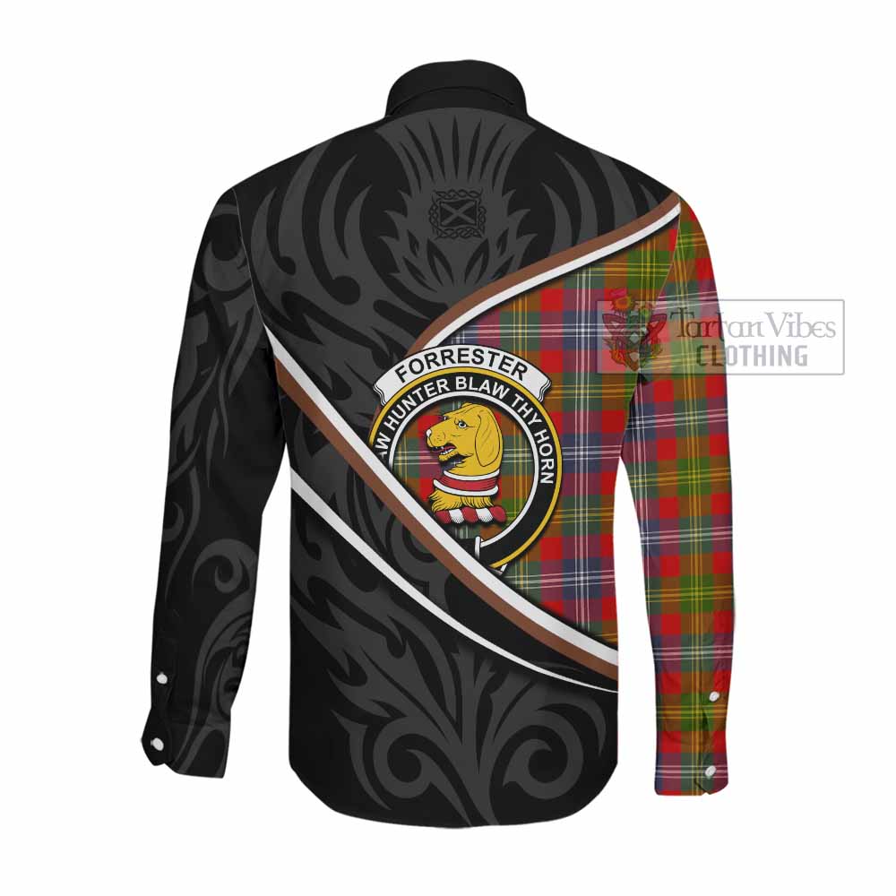 Forrester (Foster) Tartan Family Crest Long Sleeve Button Shirts Celtic Scottish Thistle Floral - Tartan Vibes Clothing