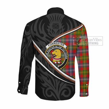 Forrester (Foster) Tartan Family Crest Long Sleeve Button Shirts Celtic Scottish Thistle Floral - Tartan Vibes Clothing