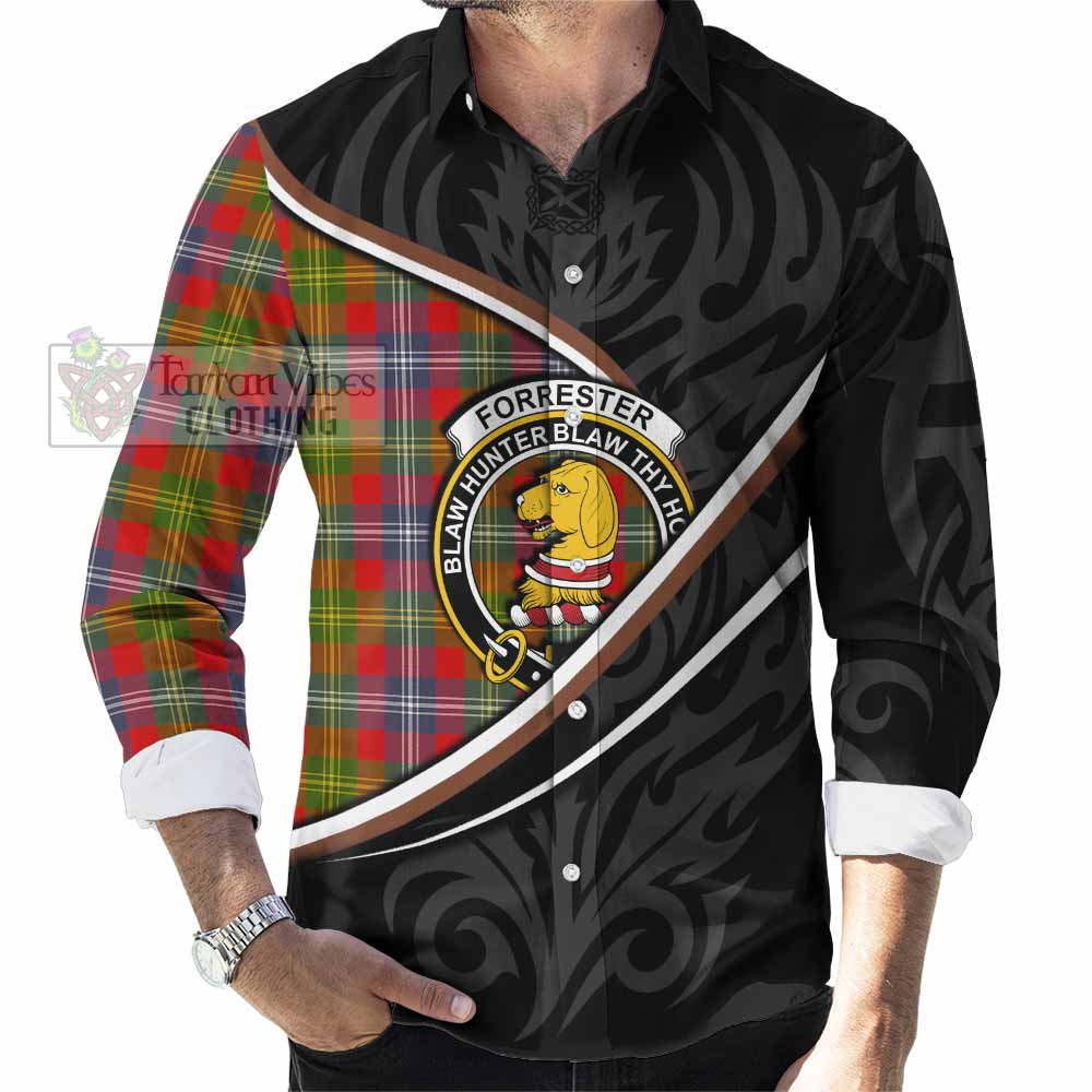 Forrester (Foster) Tartan Family Crest Long Sleeve Button Shirts Celtic Scottish Thistle Floral - Tartan Vibes Clothing