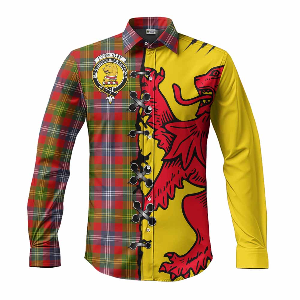 Forrester (Foster) Tartan Family Crest Long Sleeve Button Shirts Lion Rampant Honor - Tartan Vibes Clothing