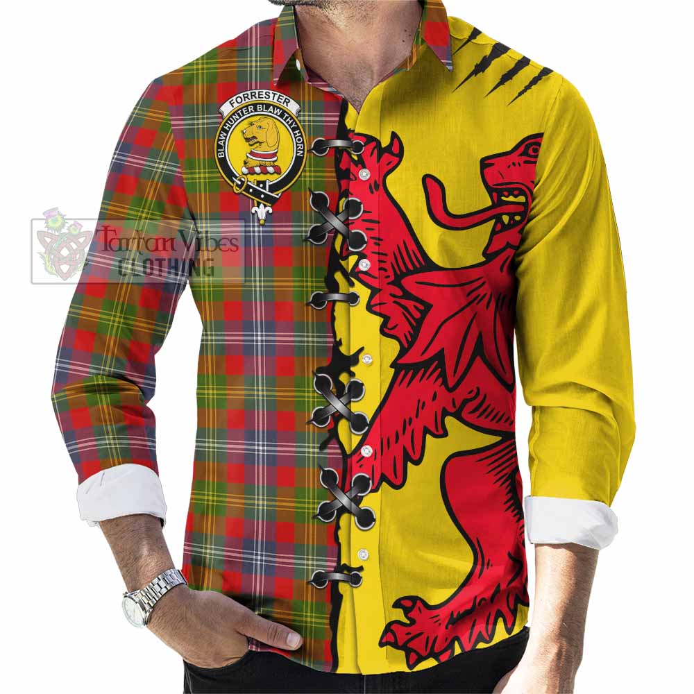 Forrester (Foster) Tartan Family Crest Long Sleeve Button Shirts Lion Rampant Honor - Tartan Vibes Clothing
