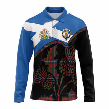 Forrester (Foster) Tartan Family Crest Long Sleeve Polo Shirt Scotland Thistle Floral Flag Style