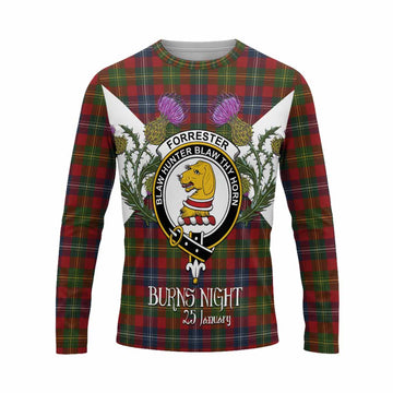 Forrester (Foster) Tartan Family Crest Long Sleeve T-Shirt Scottish Burns Night Thistle Floral
