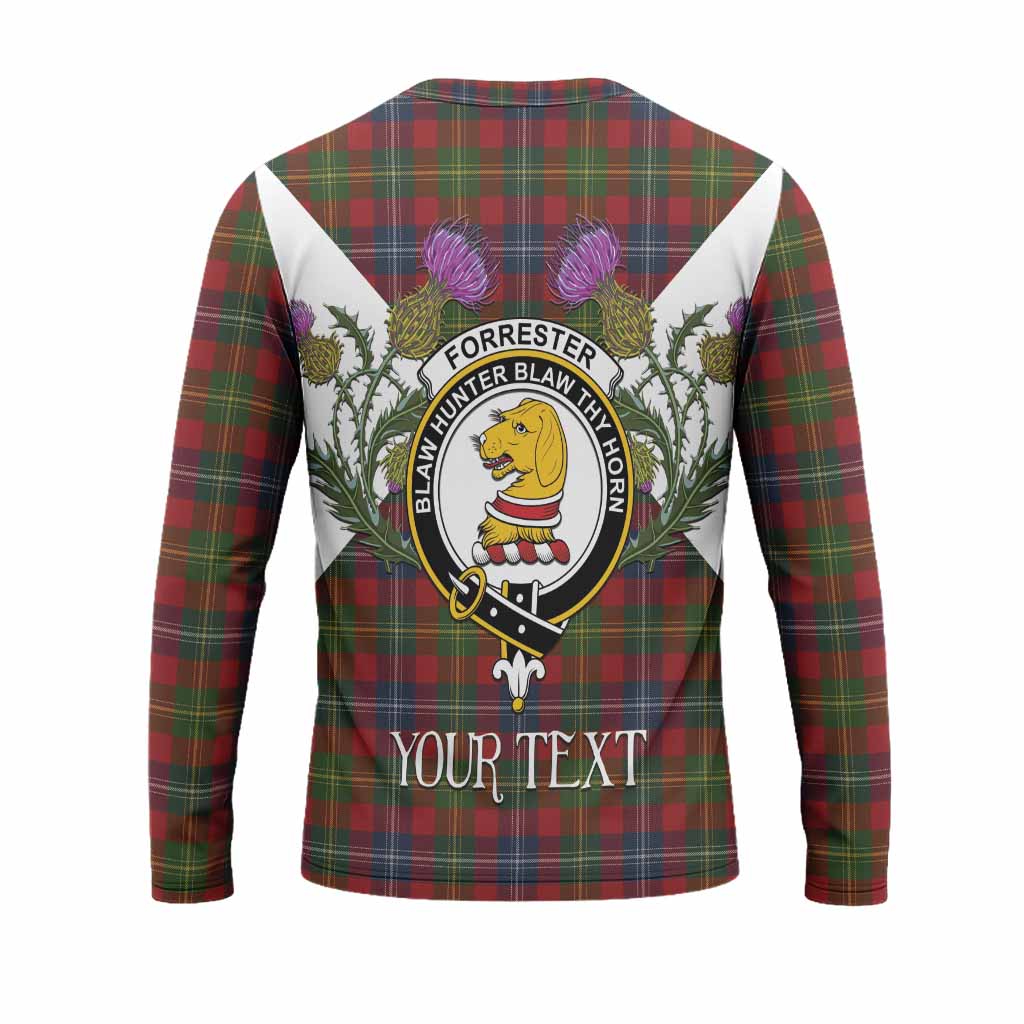 Forrester (Foster) Tartan Family Crest Long Sleeve T-Shirt Scottish Burns Night Thistle Floral