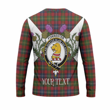 Forrester (Foster) Tartan Family Crest Long Sleeve T-Shirt Scottish Burns Night Thistle Floral