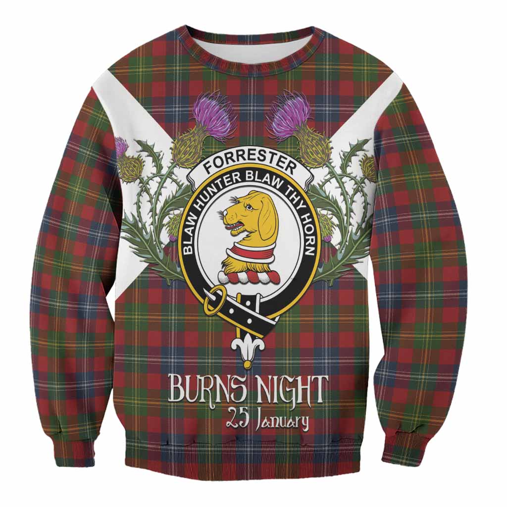 Forrester (Foster) Tartan Family Crest Sweatshirt Scottish Burns Night Thistle Floral