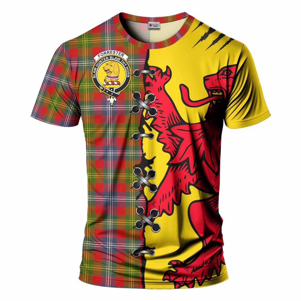 Forrester (Foster) Tartan Family Crest T-shirt Lion Rampant Honor - Tartan Vibes Clothing