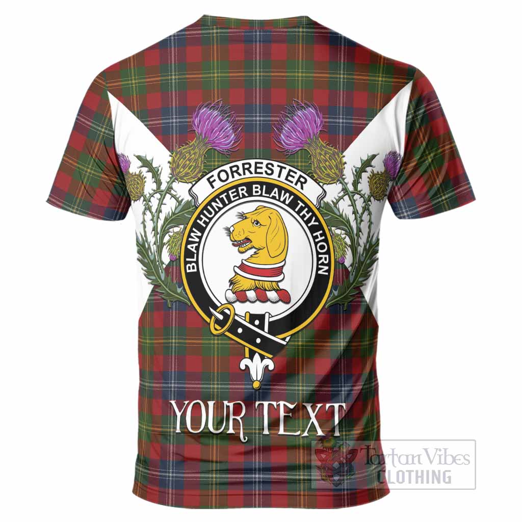 Forrester (Foster) Tartan Family Crest T-Shirt Scottish Burns Night Thistle Floral