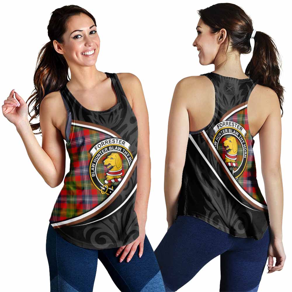 Forrester (Foster) Tartan Family Crest Women Racerback Tanks Celtic Scottish Thistle Floral - Tartan Vibes Clothing