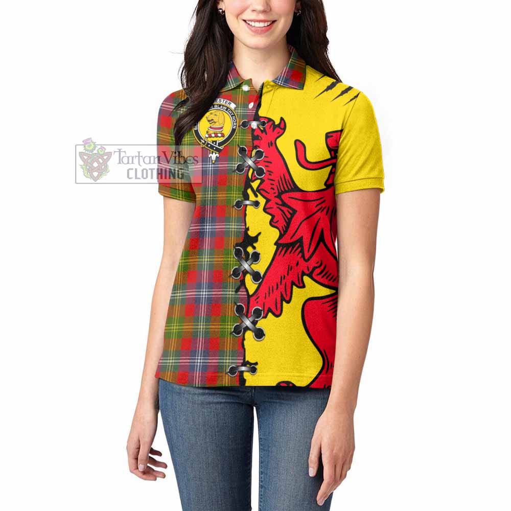 Forrester (Foster) Tartan Family Crest Women's Polo Shirt Lion Rampant Honor - Tartan Vibes Clothing