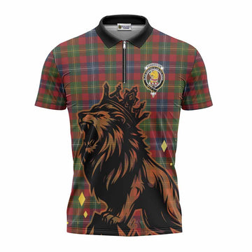 Forrester (Foster) Tartan Family Crest Zipper Polo Shirt Crowned Lion Roaring