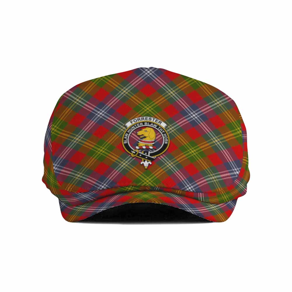 Forrester (Foster) Tartan Flat Cap, Jeff Cap Cross Style with Family Crest - Tartan Vibes Clothing