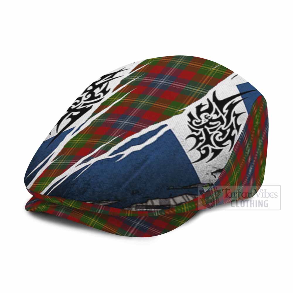 Forrester (Foster) Tartan Flat Cap, Jeff Cap Scotland Flag Ripped Tribal Design