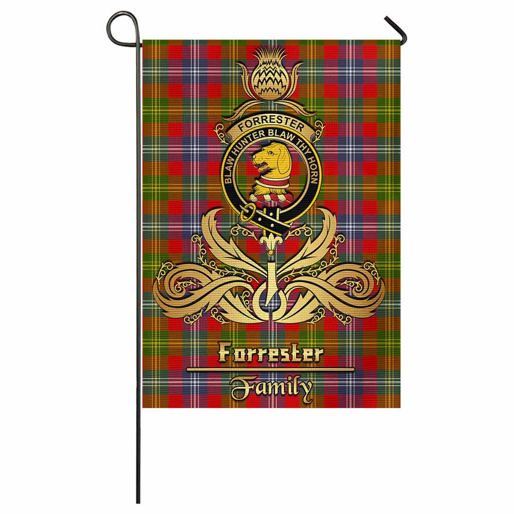 Forrester (Foster) Tartan Garden Flag with Highland Thistle Cherish Family Crest Style - Tartan Vibes Clothing