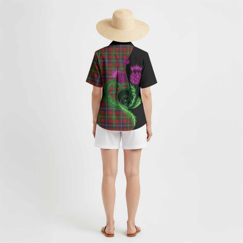 Forrester (Foster) Tartan Hawaiian Shirt Traditional Scottish Thistle