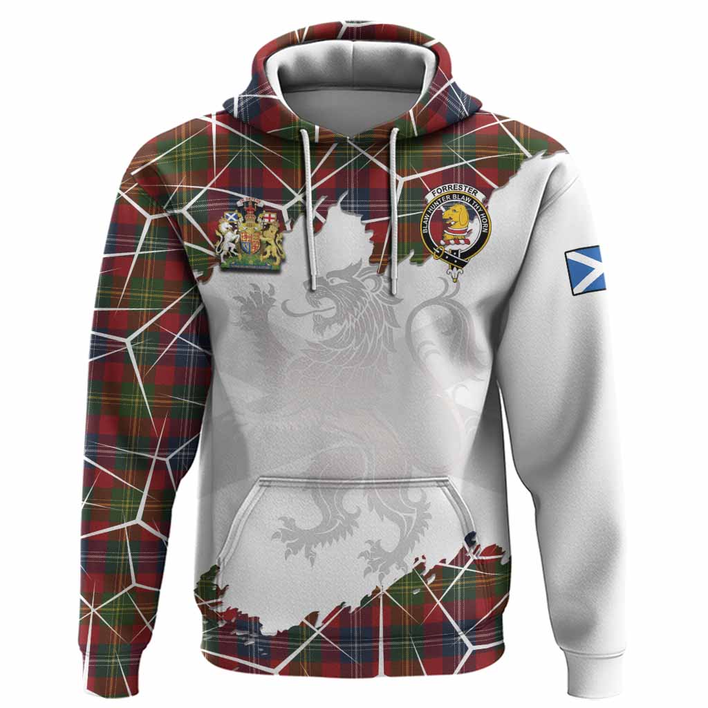 Forrester (Foster) Tartan Hoodie with Family Crest and Lion Rampant Grunge Style