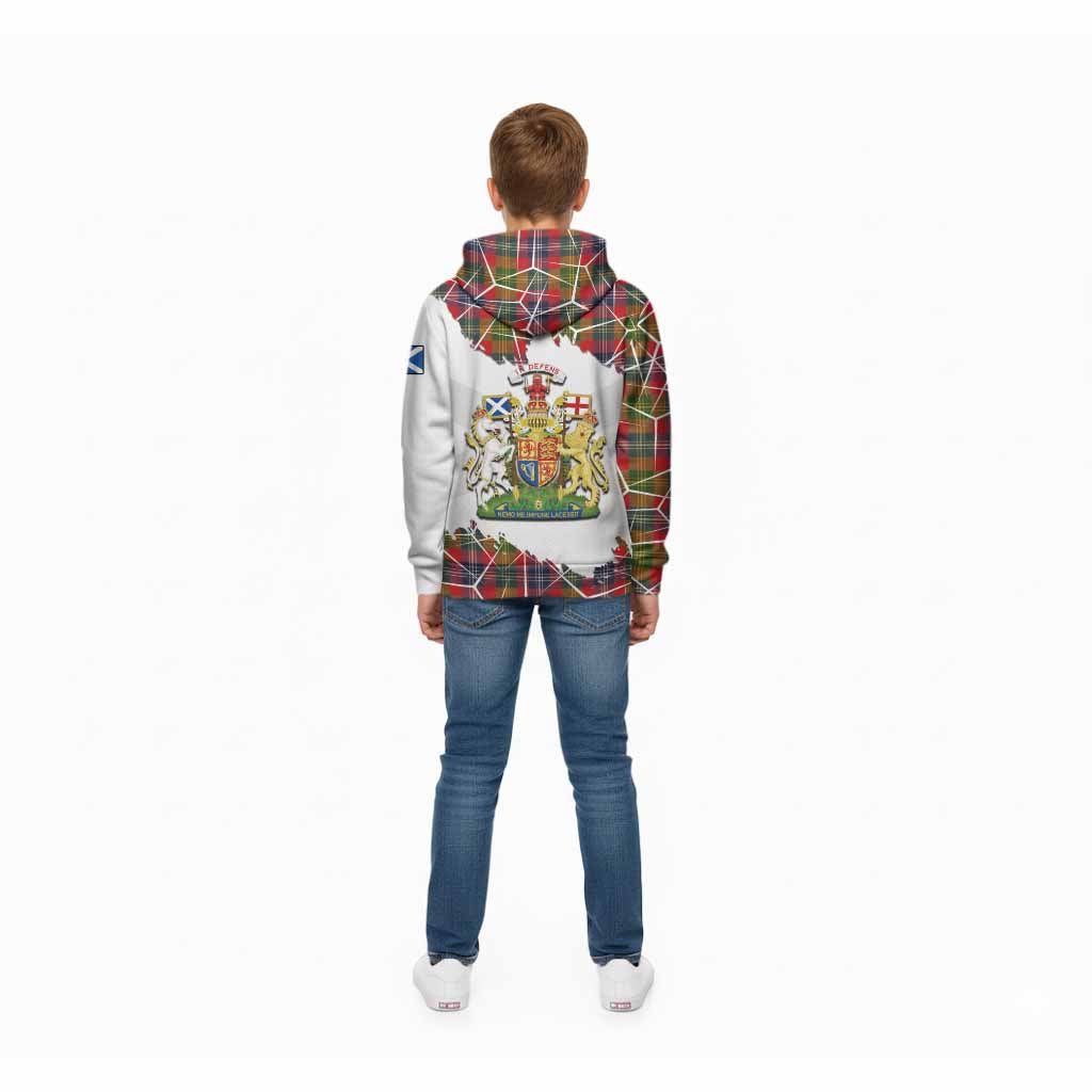 Forrester (Foster) Tartan Kid Hoodie with Family Crest and Lion Rampant Grunge Style