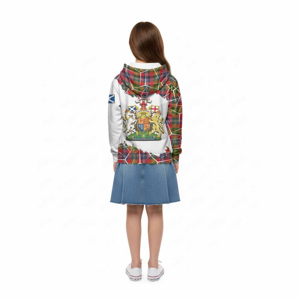 Forrester (Foster) Tartan Kid Hoodie with Family Crest and Lion Rampant Grunge Style