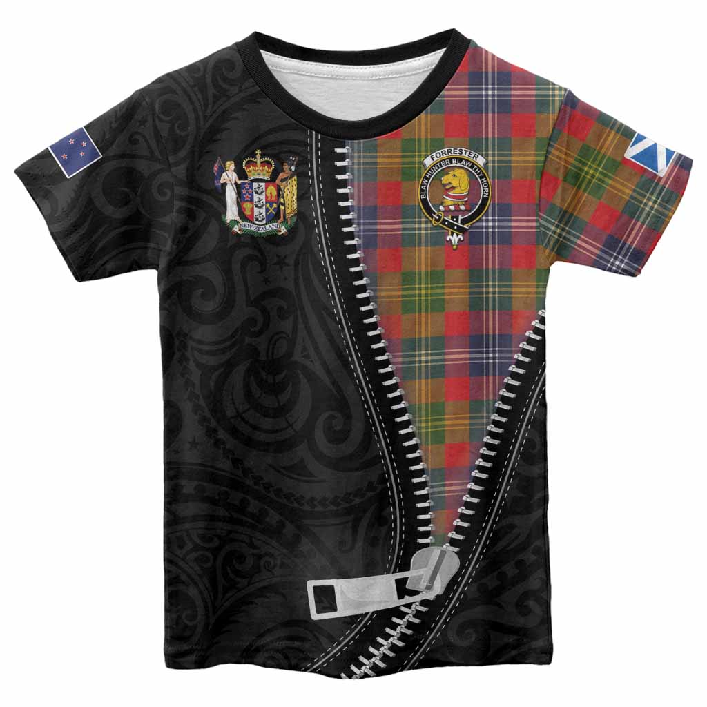 Forrester (Foster) Tartan Kid T-shirt New Zealand Pattern Unique Zipper Stylized