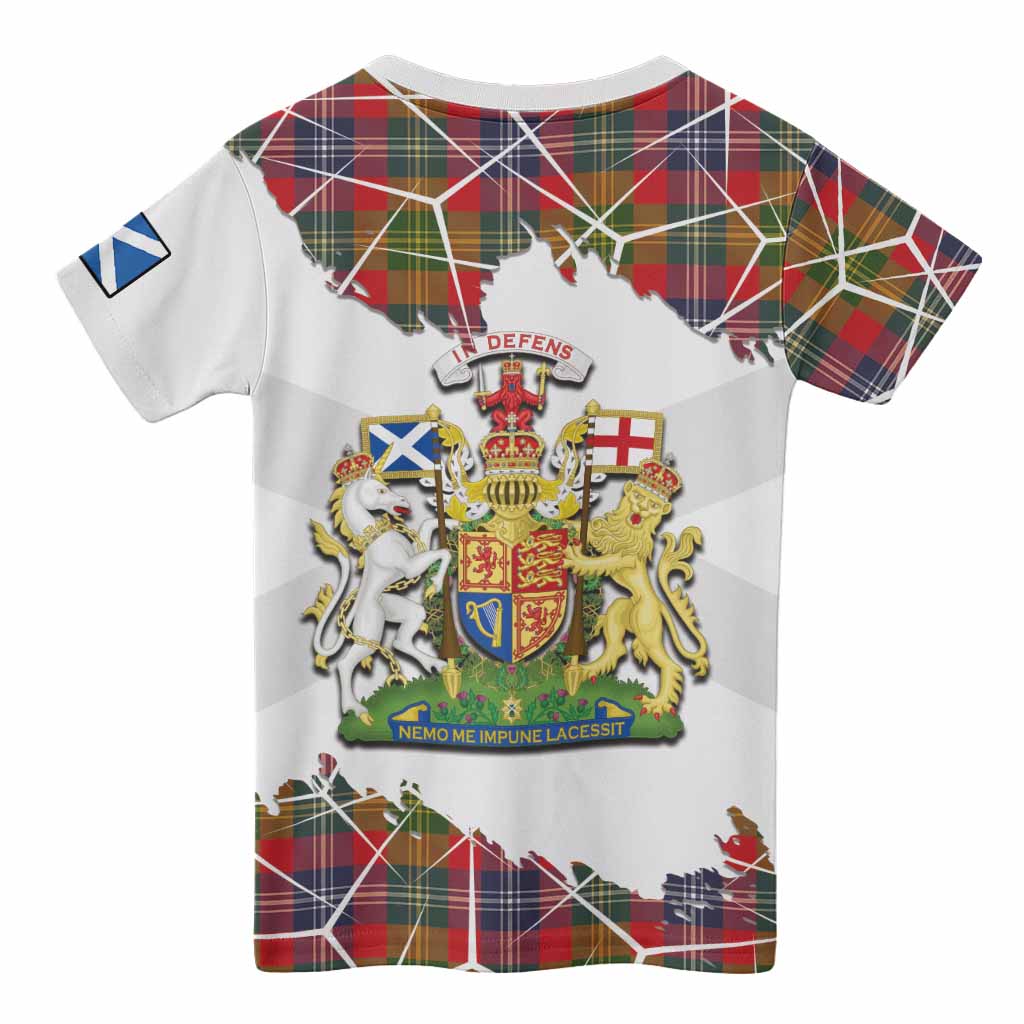 Forrester (Foster) Tartan Kid T-shirt with Family Crest and Lion Rampant Grunge Style