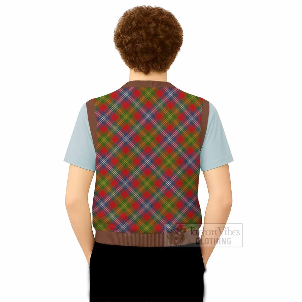 Forrester (Foster) Tartan Knitted V-Neck Vest with Family Crest Cross Style