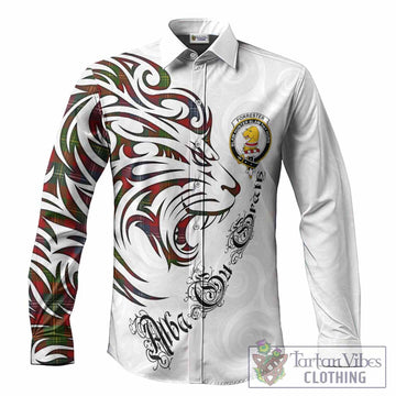 Forrester (Foster) Tartan Lion Roar Long Sleeve Button Shirts Alba Gu Brath with Celtic Motifs
