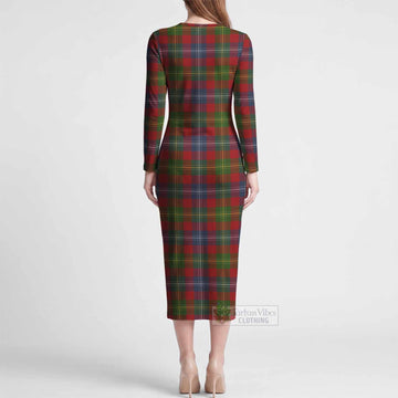 Forrester (Foster) Tartan Long Sleeve Bodycon Midi Dress