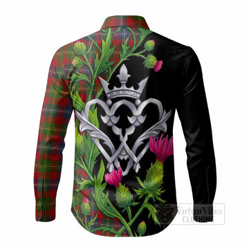Forrester (Foster) Tartan Luckenbooth Long Sleeve Button Shirts Silver Heart Crown Thistle Floral