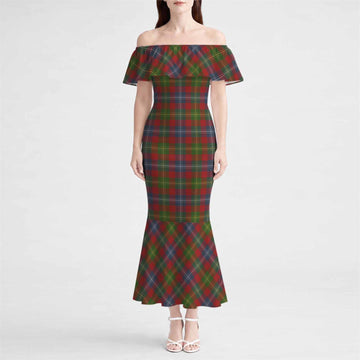 Forrester (Foster) Tartan Off Shoulder Ruffle Mermaid Maxi Dress