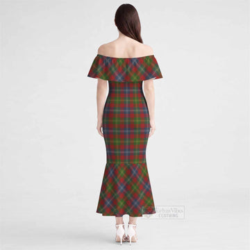 Forrester (Foster) Tartan Off Shoulder Ruffle Mermaid Maxi Dress