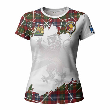 Forrester (Foster) Tartan Women T shirt with Family Crest and Lion Rampant Grunge Style