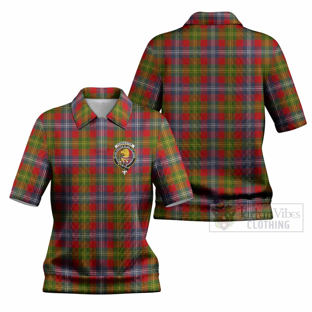 Forrester (Foster) Tartan Women’s Polo Sweater Top with Family Crest