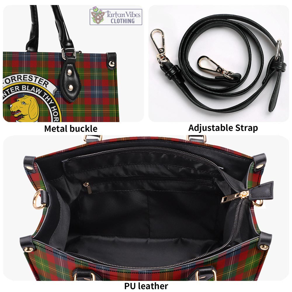 Tartan Vibes Clothing Forrester or Foster Tartan Luxury Leather Handbags with Family Crest