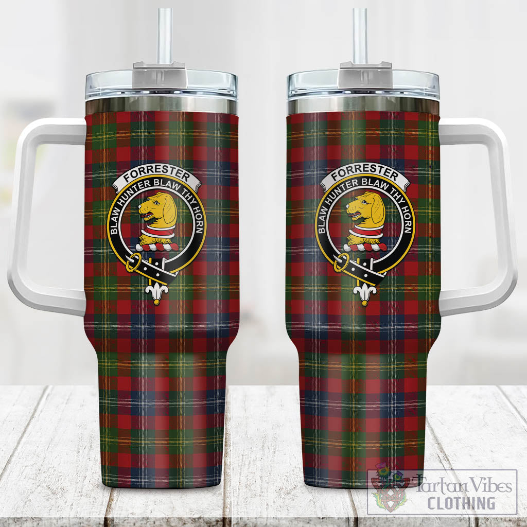 Tartan Vibes Clothing Forrester or Foster Tartan and Family Crest Tumbler with Handle