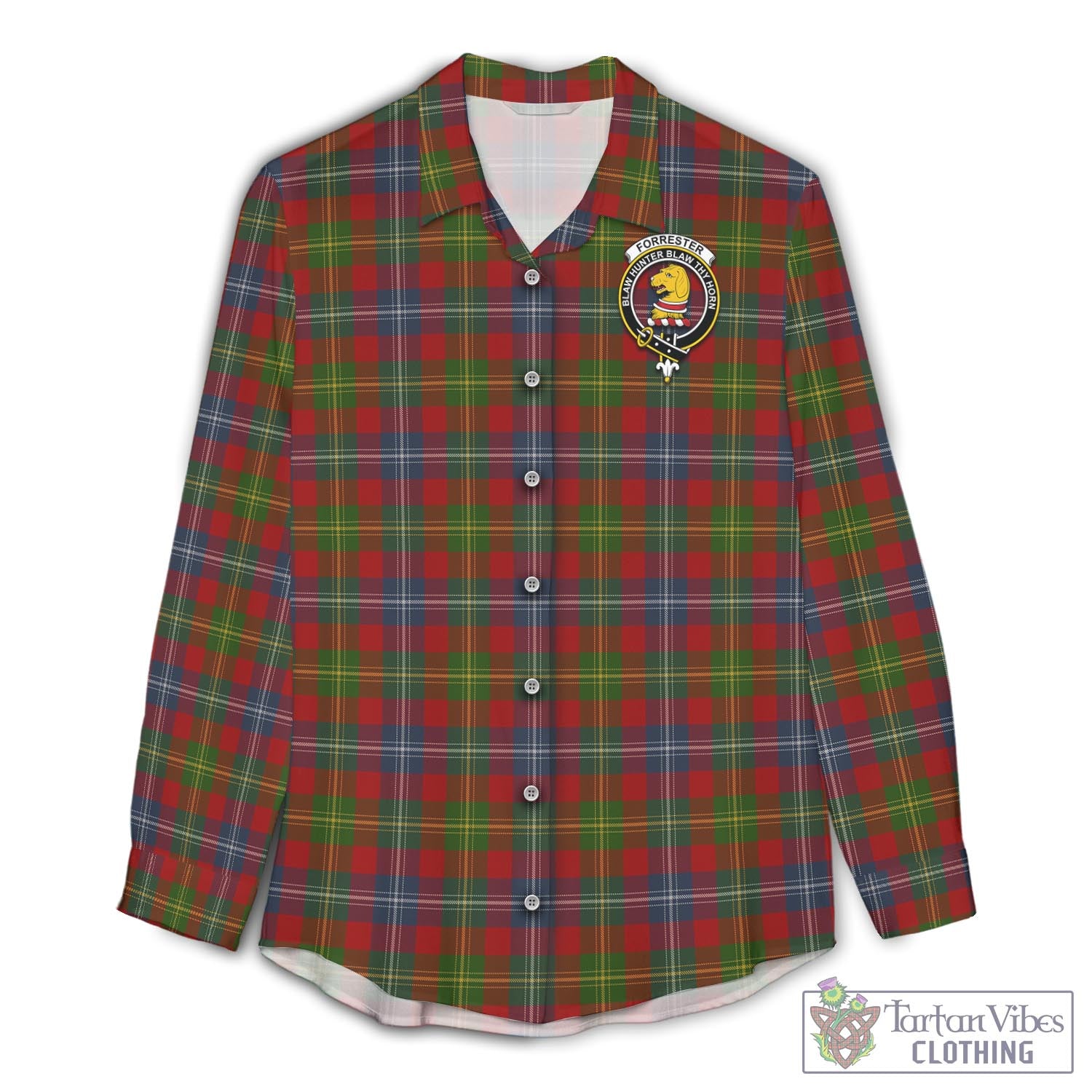Tartan Vibes Clothing Forrester or Foster Tartan Womens Casual Shirt with Family Crest