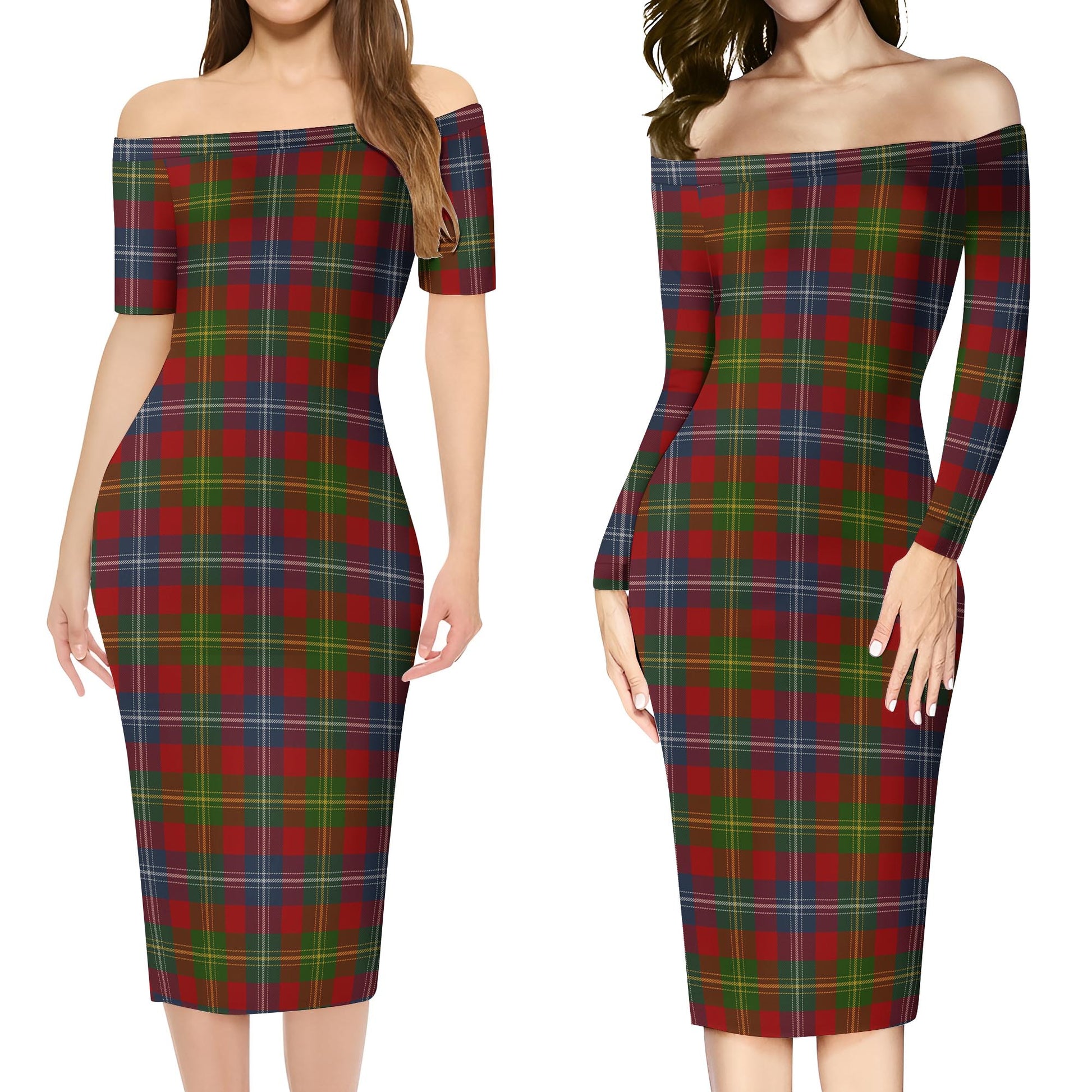 Forrester or Foster Tartan Off Shoulder Lady Dress Women's Dress - Tartanvibesclothing