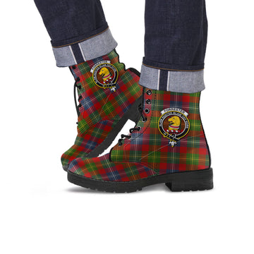 Forrester Tartan Leather Boots with Family Crest