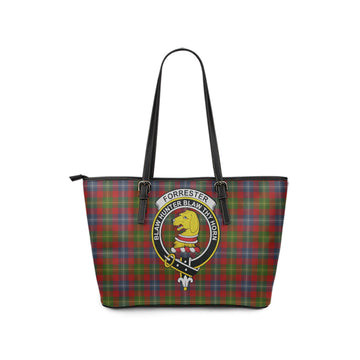 Forrester (Foster) Tartan Leather Tote Bag with Family Crest
