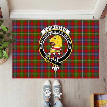 Forrester (Foster) Tartan Rubber Doormat with Family Crest