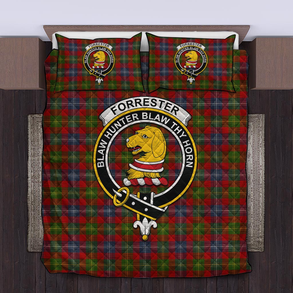 Forrester (Foster) Tartan Quilt Bed Set with Family Crest Twin - Tartan Vibes Clothing