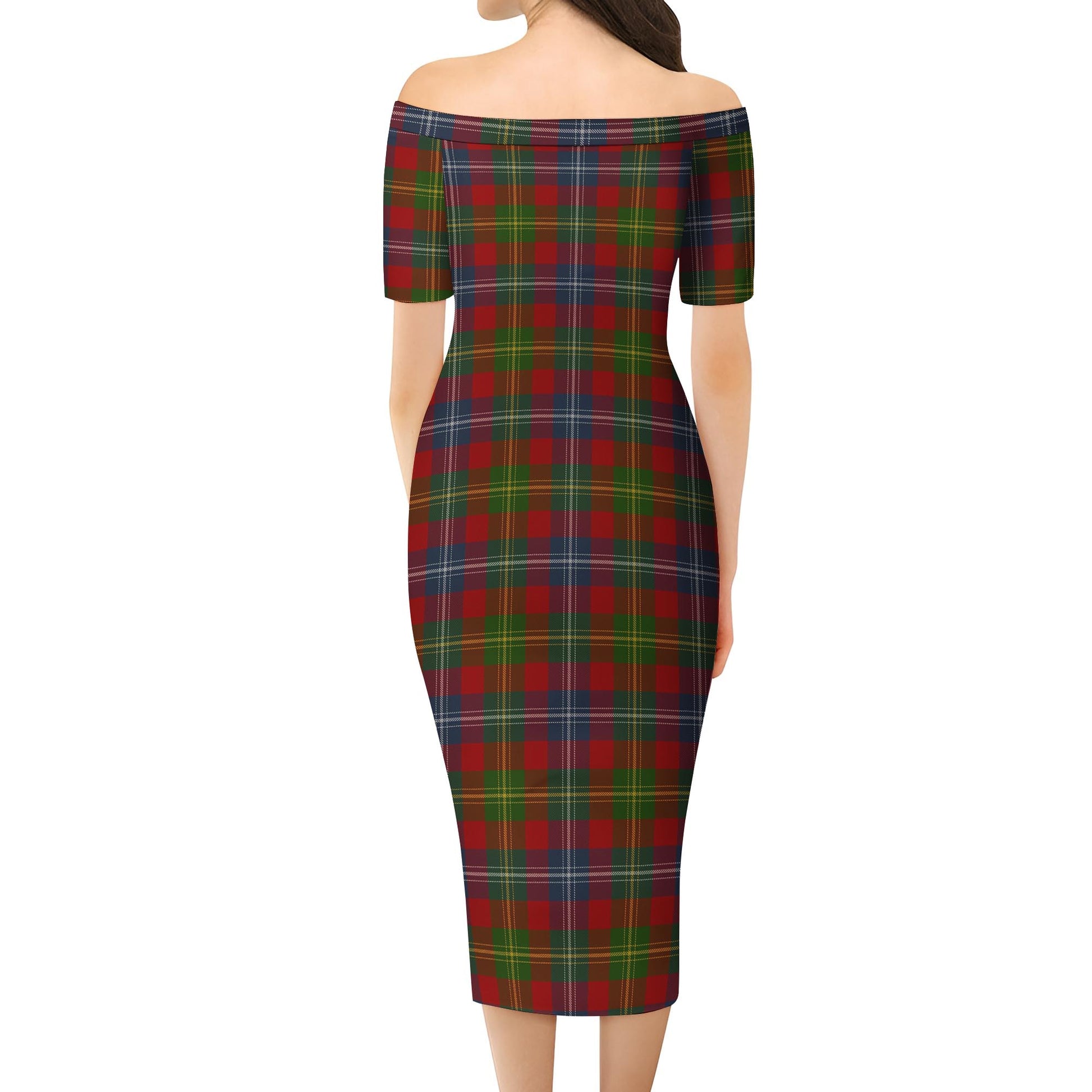 Forrester or Foster Tartan Off Shoulder Lady Dress - Tartanvibesclothing