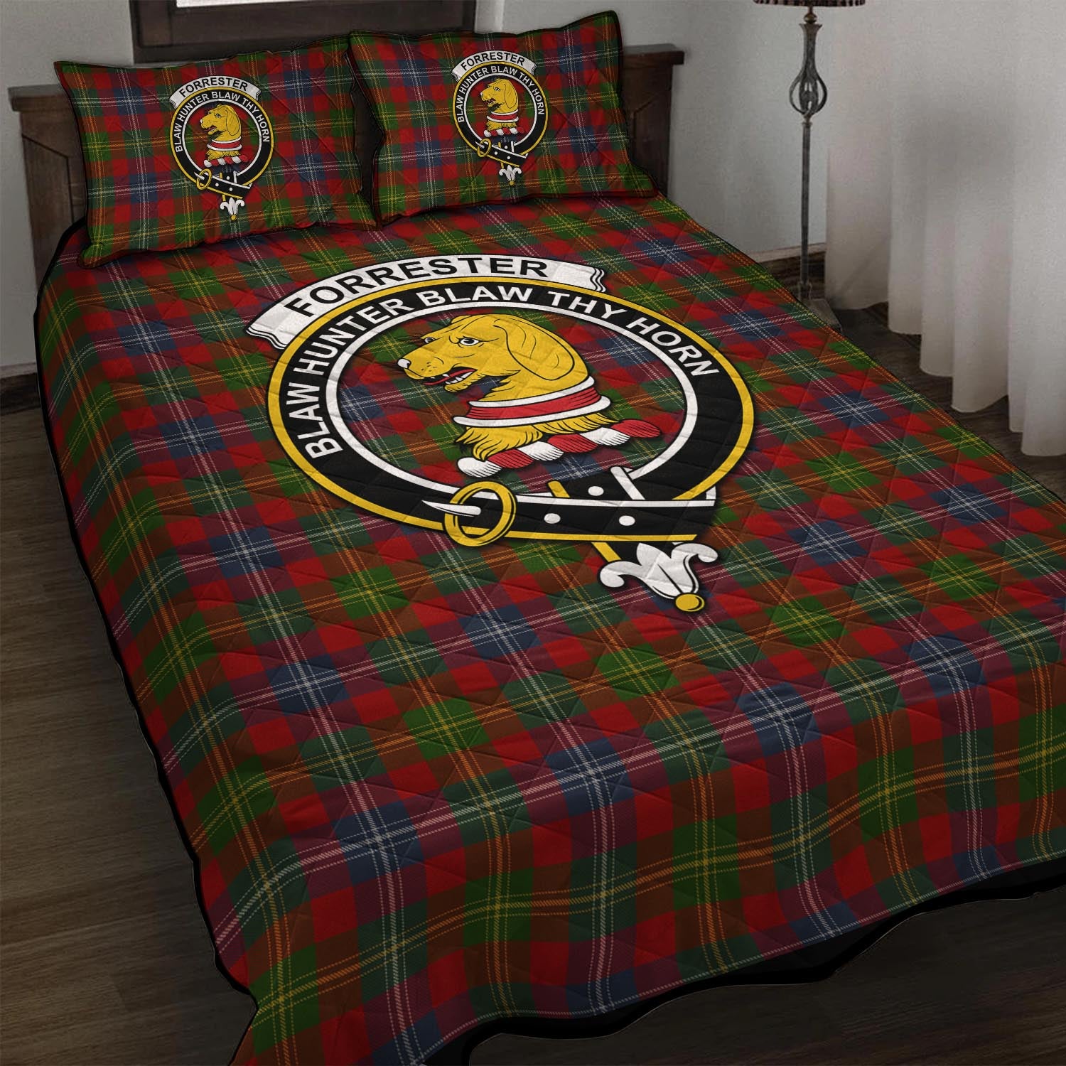 Forrester (Foster) Tartan Quilt Bed Set with Family Crest - Tartan Vibes Clothing