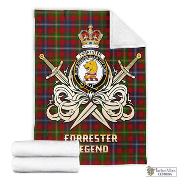 Forrester (Foster) Tartan Blanket with Clan Crest and the Golden Sword of Courageous Legacy