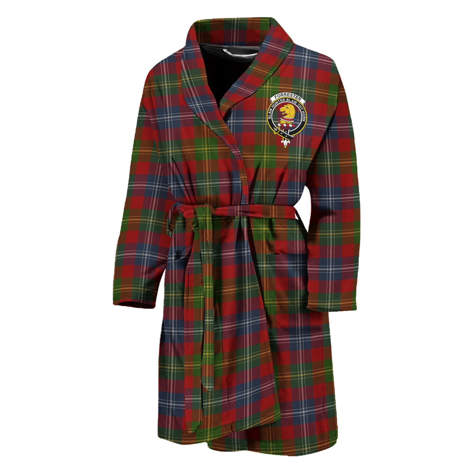 Forrester (Foster) Tartan Bathrobe with Family Crest Unisex M - Tartan Vibes Clothing